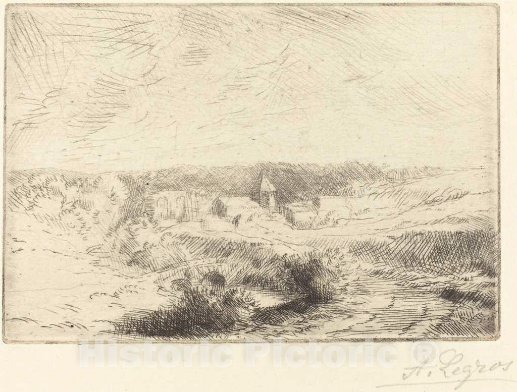 Art Print : Alphonse Legros, Village of Wimille, Near Boulogne (Village de Wimille, pres Boulogne) - Vintage Wall Art