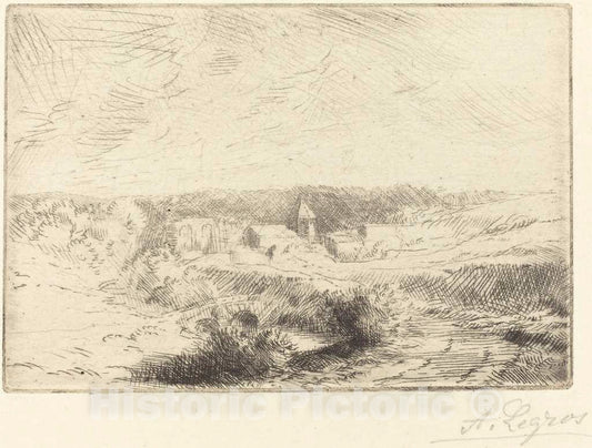 Art Print : Alphonse Legros, Village of Wimille, Near Boulogne (Village de Wimille, pres Boulogne) - Vintage Wall Art