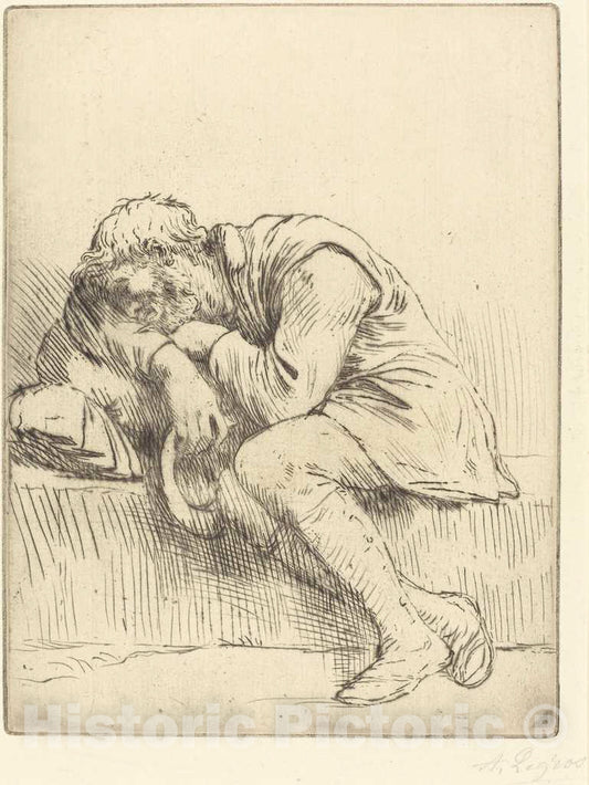 Art Print : Alphonse Legros, Sleeping Beggar (Mendiant endormi) - Vintage Wall Art