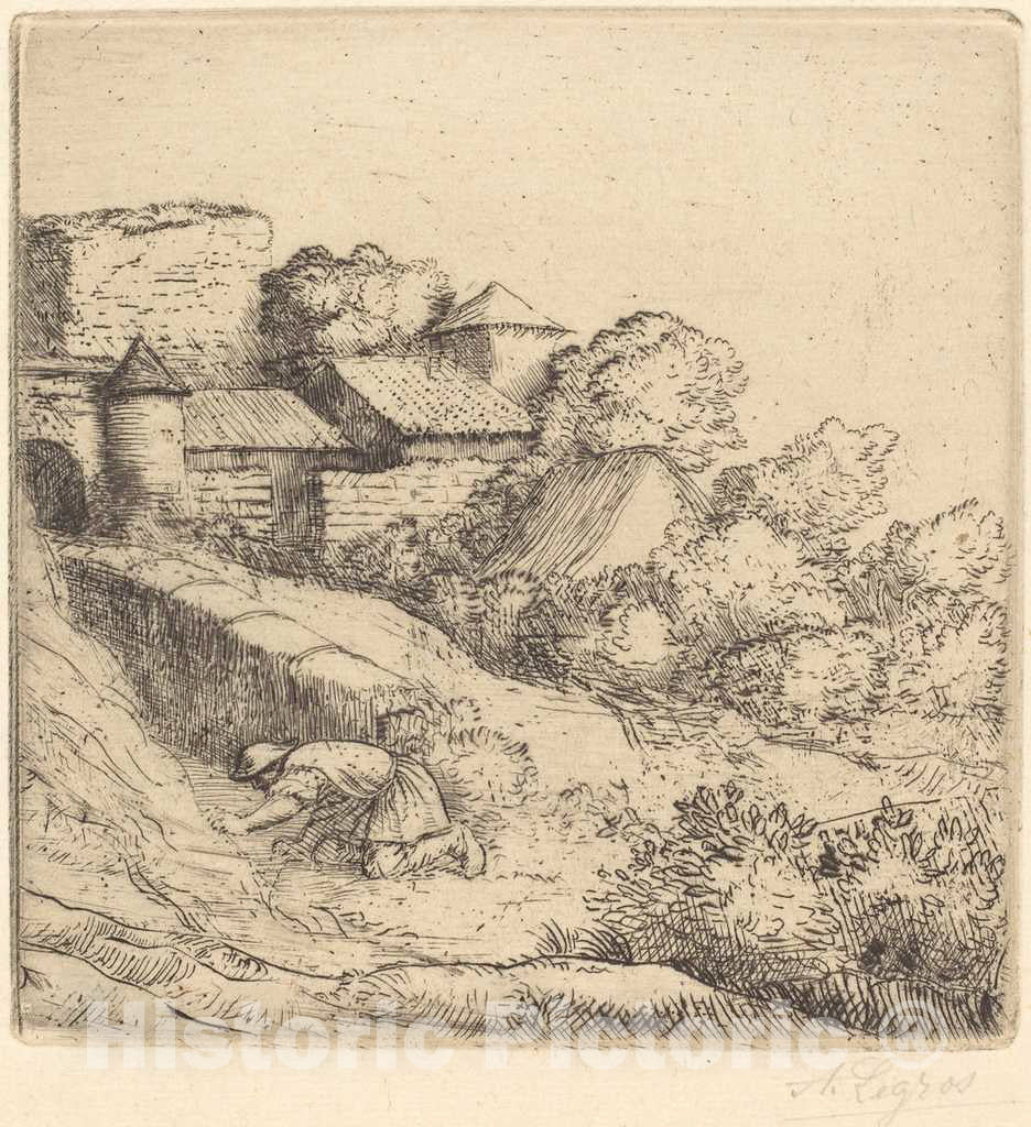 Art Print : Alphonse Legros, Little Burner of Grass (Le Petit bruleur d'herbe) - Vintage Wall Art
