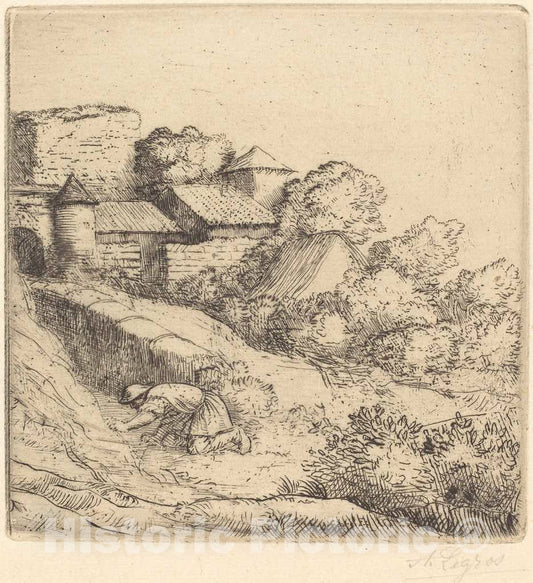 Art Print : Alphonse Legros, Little Burner of Grass (Le Petit bruleur d'herbe) - Vintage Wall Art