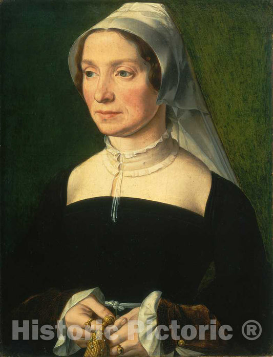 Art Print : Wife of a Member of The de Hondecoeter Family, 1543 - Vintage Wall Art