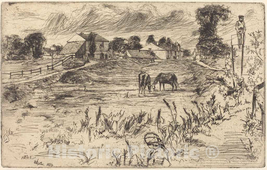 Art Print : James McNeill Whistler, Landscape with The Horse, 1859 - Vintage Wall Art