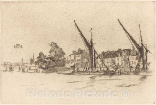 Art Print : James McNeill Whistler, Lindsey Houses, 1877 - Vintage Wall Art