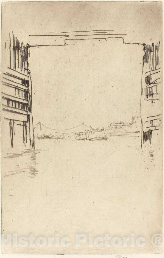 Art Print : James McNeill Whistler, Under Old Battersea Bridge, 1879 - Vintage Wall Art