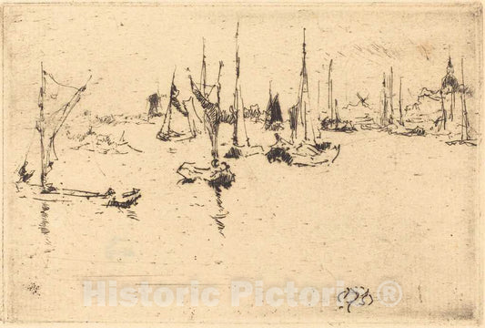 Art Print : James McNeill Whistler, Boats, Dordrecht, 1884 - Vintage Wall Art