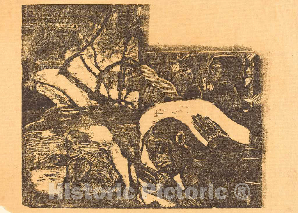 Art Print : Paul Gauguin, A Maori Woman in a Forest; Manao Tupapau (She is Haunted by a Spirit), c.1895 - Vintage Wall Art