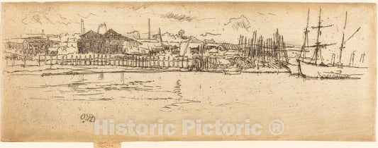 Art Print : James McNeill Whistler, Dry-Dock, Southampton, 1887 - Vintage Wall Art