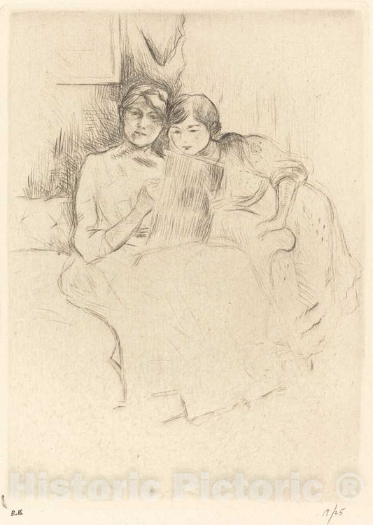 Art Print : Berthe Morisot, The Drawing Lesson, c.1889 - Vintage Wall Art