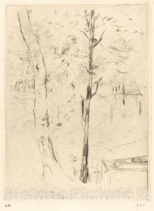 Art Print : Berthe Morisot, Lake with Rowboat, c.1889 - Vintage Wall Art