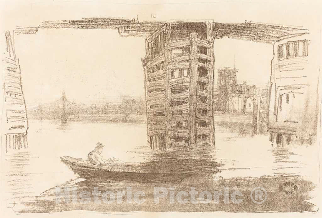 Art Print : James McNeill Whistler, The Broad Bridge, 1878 - Vintage Wall Art