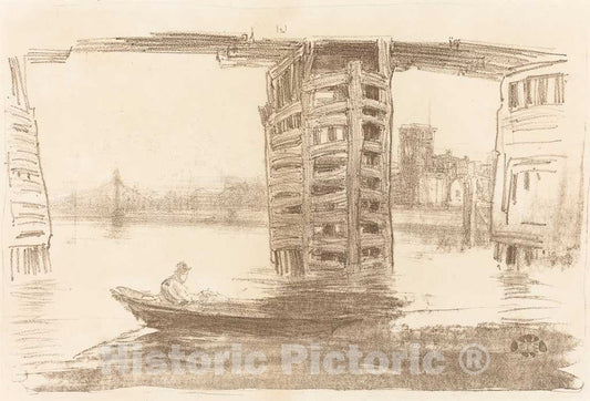 Art Print : James McNeill Whistler, The Broad Bridge, 1878 - Vintage Wall Art