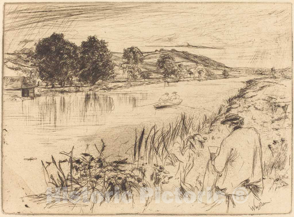 Art Print : James McNeill Whistler, Sketching, No.I, 1861 - Vintage Wall Art