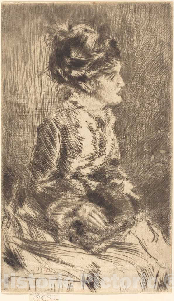 Art Print : James McNeill Whistler, The Muff, c. 1873 - Vintage Wall Art