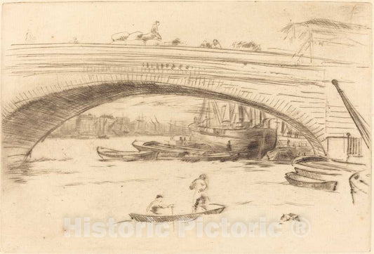 Art Print : James McNeill Whistler, London Bridge, c. 1875 - Vintage Wall Art
