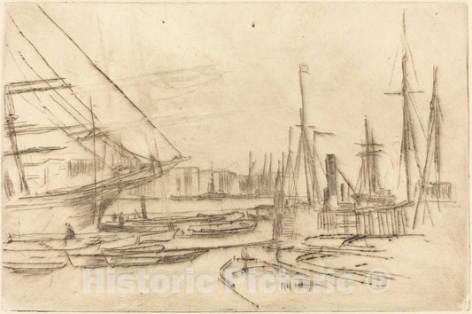 Art Print : James McNeill Whistler, A Sketch from Billingsgate, 1878 - Vintage Wall Art