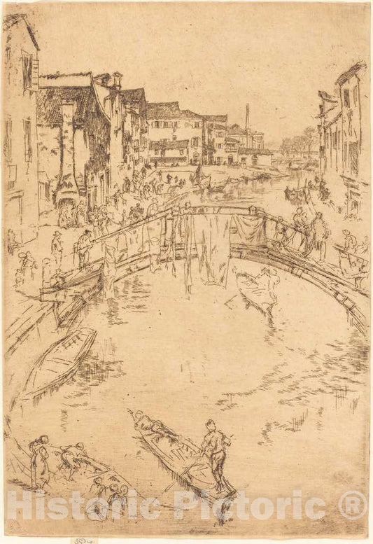 Art Print : James McNeill Whistler, The Bridge, c.1880 - Vintage Wall Art