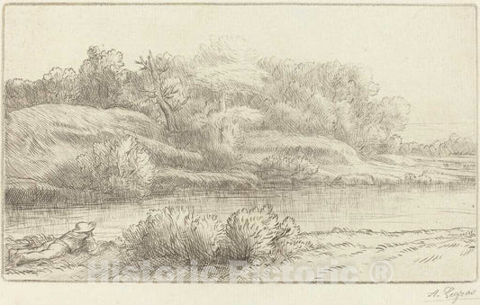 Art Print : Alphonse Legros, Banks of The Venelle (Bord de la Venelle) - Vintage Wall Art