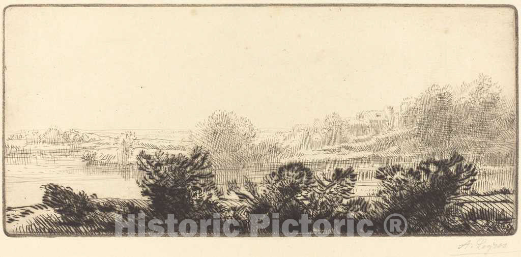 Art Print : Alphonse Legros, Banks of The Loire (Bord de la Loire) - Vintage Wall Art