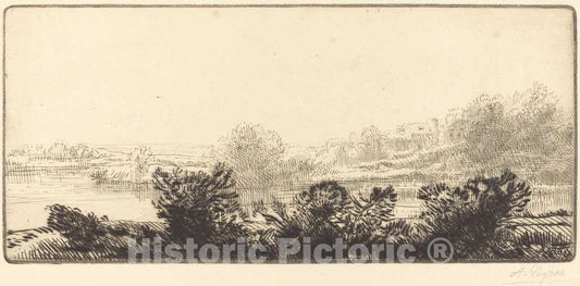 Art Print : Alphonse Legros, Banks of The Loire (Bord de la Loire) - Vintage Wall Art