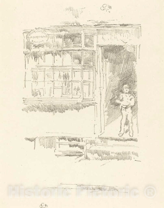 Art Print : James McNeill Whistler, The Barber's Shop in The Mews, 1896 - Vintage Wall Art
