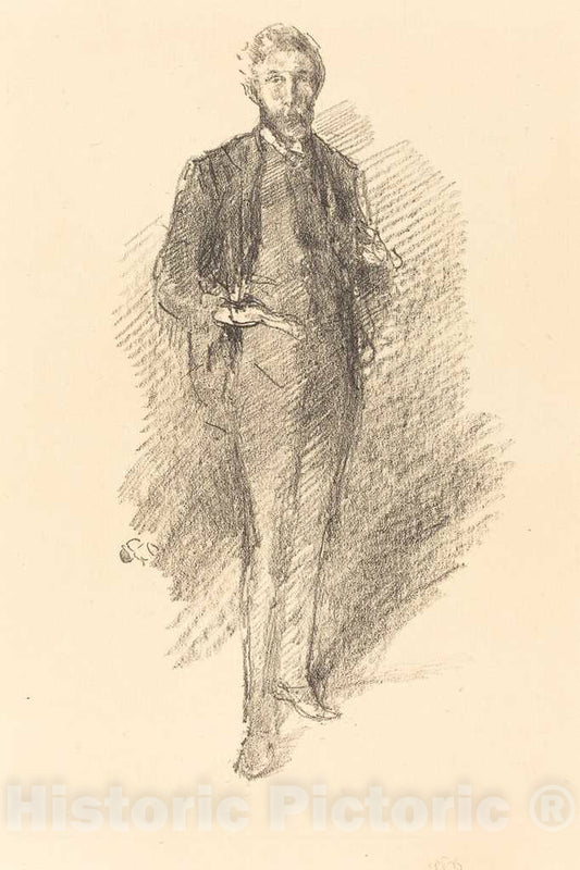 Art Print : James McNeill Whistler, Study: Joseph Pennell, 1896 - Vintage Wall Art