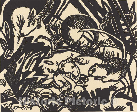 Art Print : Franz Marc, Animal Legend (Tierlegende), 1912 - Vintage Wall Art