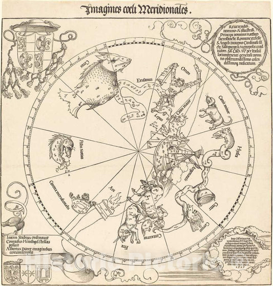 Art Print : Albrecht DÃ¼rer, The Southern Celestial Hemisphere, 1515 - Vintage Wall Art