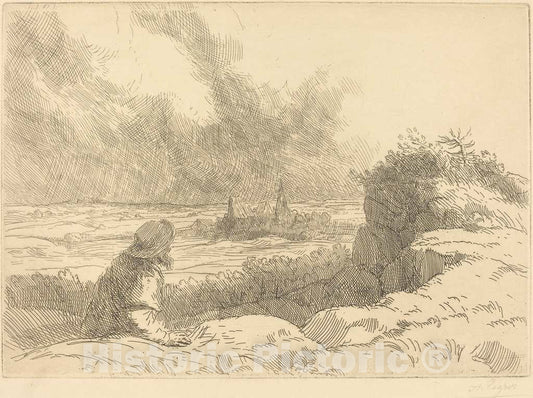 Art Print : Alphonse Legros, Landscape (Paysage) - Vintage Wall Art