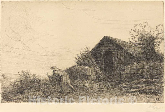 Art Print : Alphonse Legros, Along The Top of The Hill (Sur le Haut de la Colline) - Vintage Wall Art