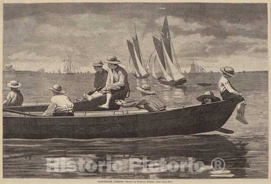 Art Print : Homer, Gloucester Harbor, 1873 - Vintage Wall Art