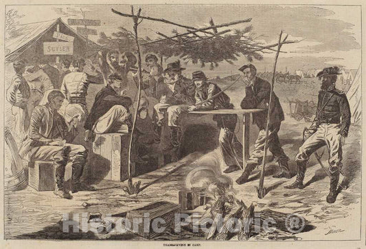 Art Print : Homer, Thanksgiving in Camp, 1862 - Vintage Wall Art