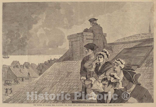 Art Print : Homer, The Battle of Bunker-Hill - Watching The Fight from Copp's Hill, in Boston, 1875 - Vintage Wall Art