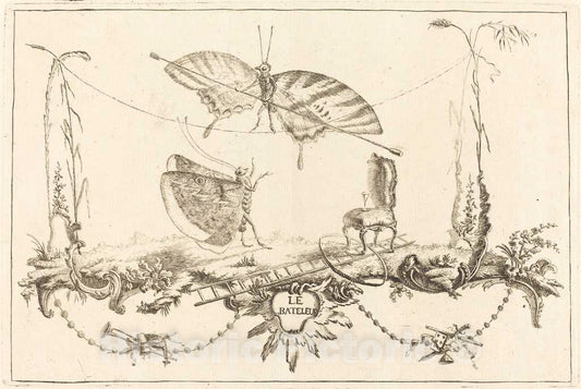 Art Print : Charles Germain de Saint-Aubin, Le Bate, in or After 1756 - Vintage Wall Art