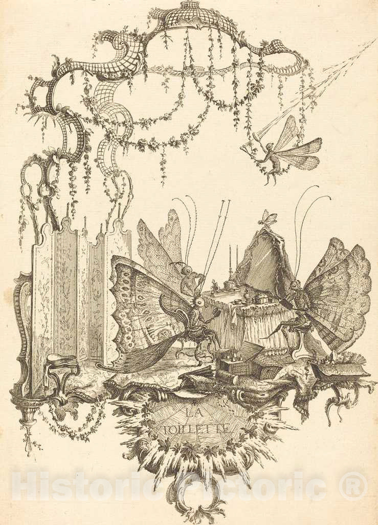 Art Print : Charles Germain de Saint-Aubin, La Toilette, in or After 1756 - Vintage Wall Art