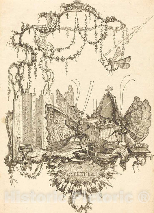 Art Print : Charles Germain de Saint-Aubin, La Toilette, in or After 1756 - Vintage Wall Art