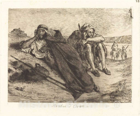 Art Print : EugÃ¨ne Delacroix, Arabs of Oran (Arabes d'Oran), 1833 - Vintage Wall Art