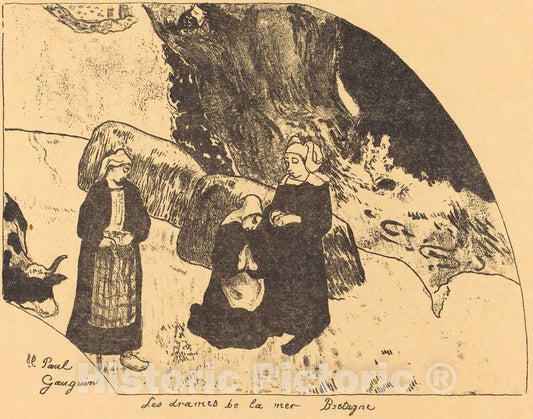 Art Print : Paul Gauguin, Dramas of The Sea, Brittany (Les drames de la mer, Bretagne), 1889 - Vintage Wall Art