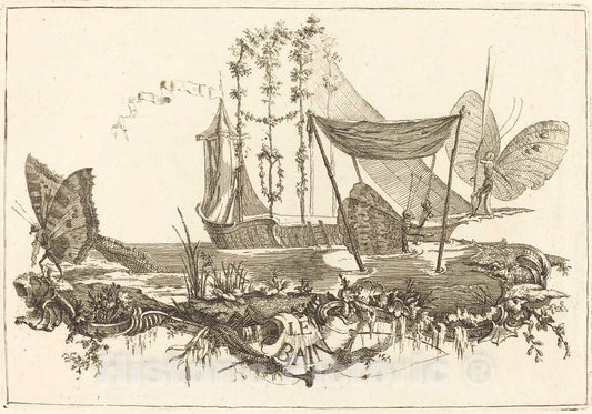 Art Print : Charles Germain de Saint-Aubin, Le Bain, in or After 1756 - Vintage Wall Art