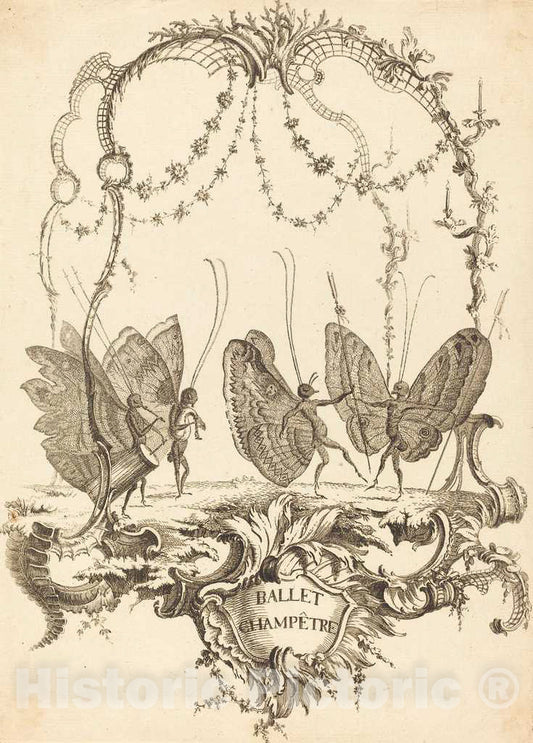 Art Print : Charles Germain de Saint-Aubin, Ballet ChampÃªtre, in or After 1756 - Vintage Wall Art