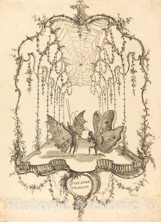 Art Print : Charles Germain de Saint-Aubin, ThÃ©Ã¢tre FranÃ§ais, in or After 1756 - Vintage Wall Art