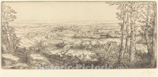 Art Print : Alphonse Legros, Valley in Bourgogne (Une Vallee en Bourgogne) - Vintage Wall Art