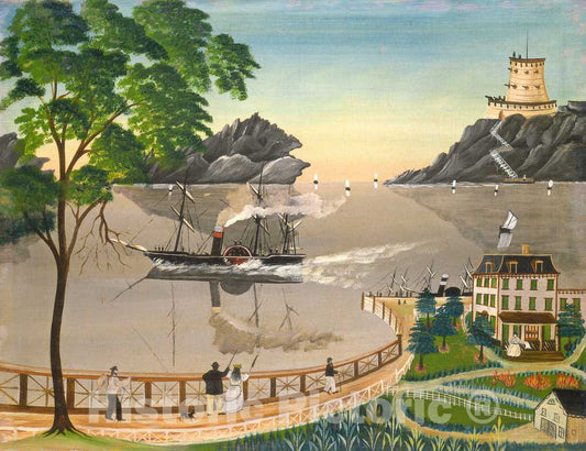 Art Print : Leila T. Bauman, U.S. Mail Boat, 1855 or Later - Vintage Wall Art