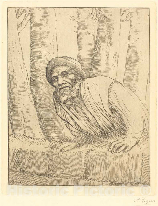Art Print : Alphonse Legros, Man Climbing a Wall (L'escalade) - Vintage Wall Art