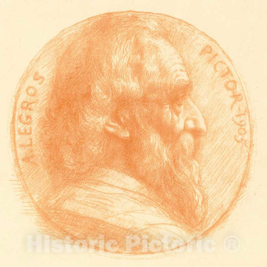 Art Print : Alphonse Legros, Self-Portrait, Medallion, No.2, 11th Plate - Vintage Wall Art