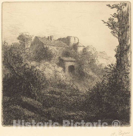 Art Print : Alphonse Legros, Farm on a Hill (La Ferme sur la Colline) - Vintage Wall Art
