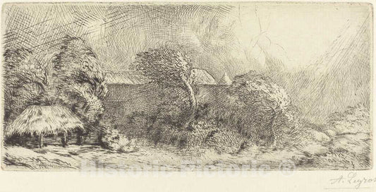 Art Print : Alphonse Legros, Chailli Seen in a Storm (Chailli: Effet d'orage) - Vintage Wall Art