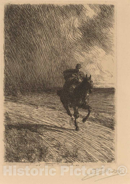 Art Print : Anders Zorn, Storm, 1891 - Vintage Wall Art