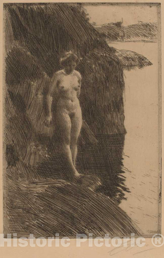 Art Print : Anders Zorn, Precipice, 1909 - Vintage Wall Art