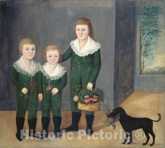 Art Print : Joshua Johnson, The Westwood Children, c. 1807 - Vintage Wall Art